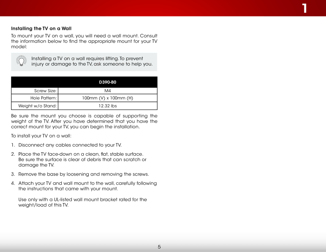 Vizio D390-B0 user manual 