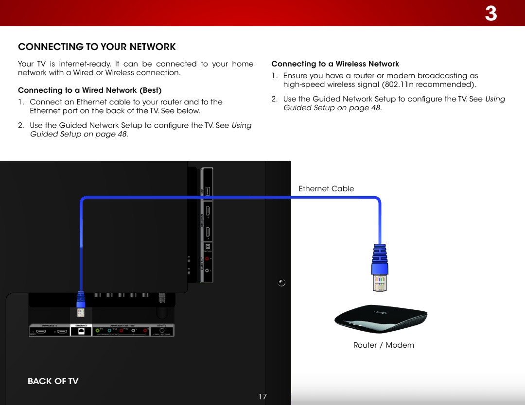 Vizio D500i-B1 user manual Connecting to Your Network 