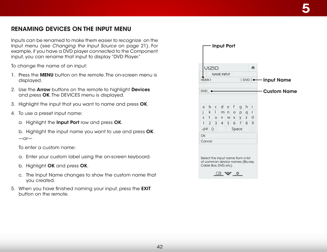 Vizio D500i-B1 user manual Renaming Devices on the Input Menu 