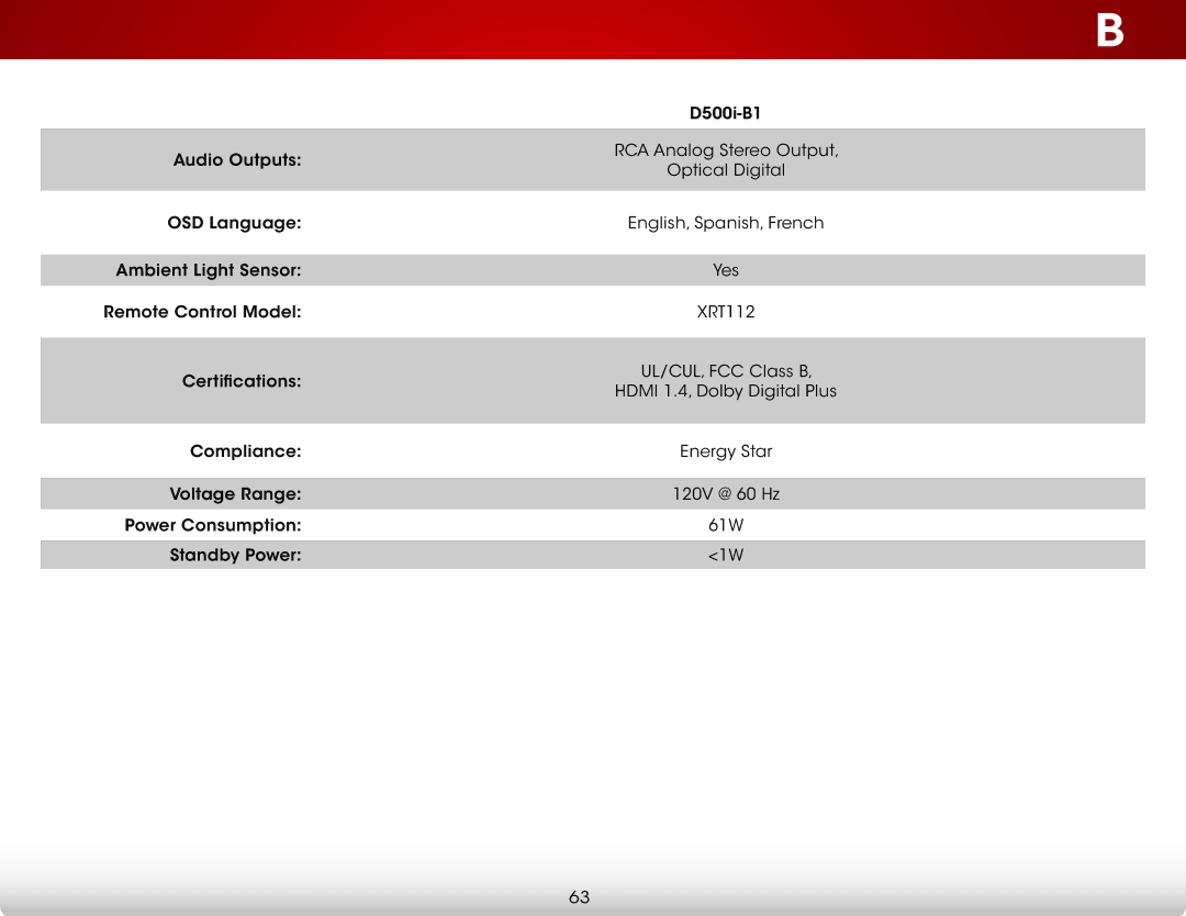 Vizio D500i-B1 user manual 