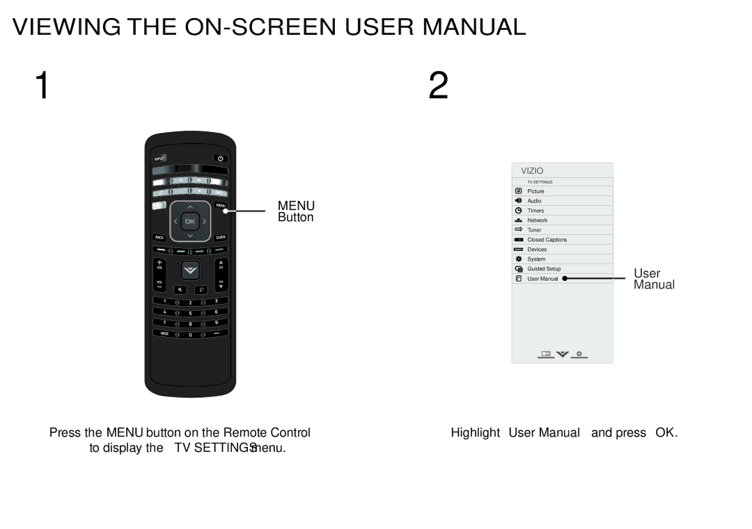 Vizio D650i-B2 quick start Button 