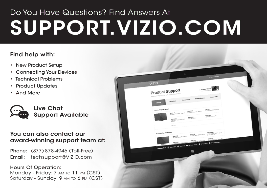 Vizio D650i-B2 quick start Support.Vizio.Com 