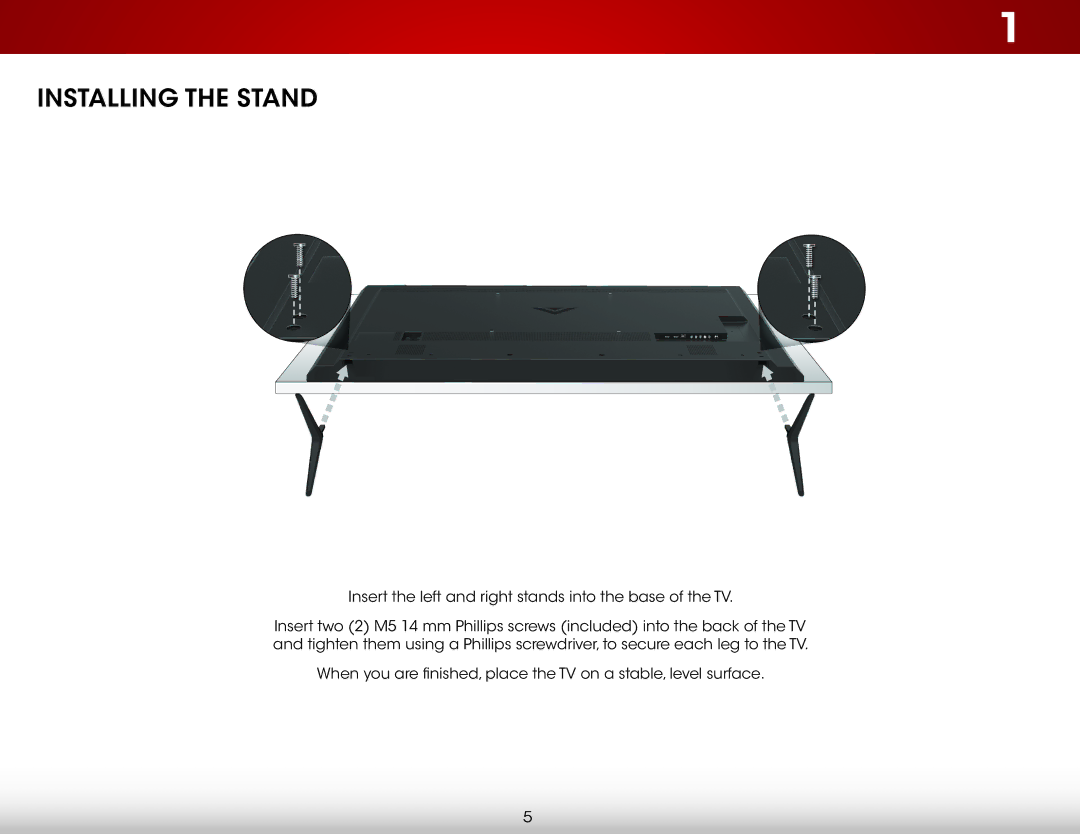 Vizio D650i-C3 user manual Installing the Stand 