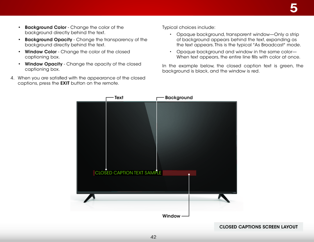 Vizio D650i-C3 user manual Closed Captions Screen Layout 