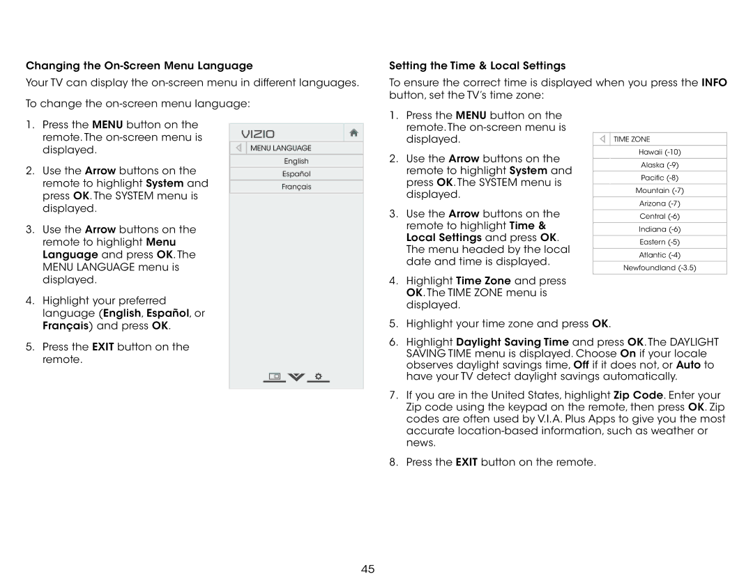 Vizio D650i-C3 user manual Remote. The on-screen menu is Displayed 