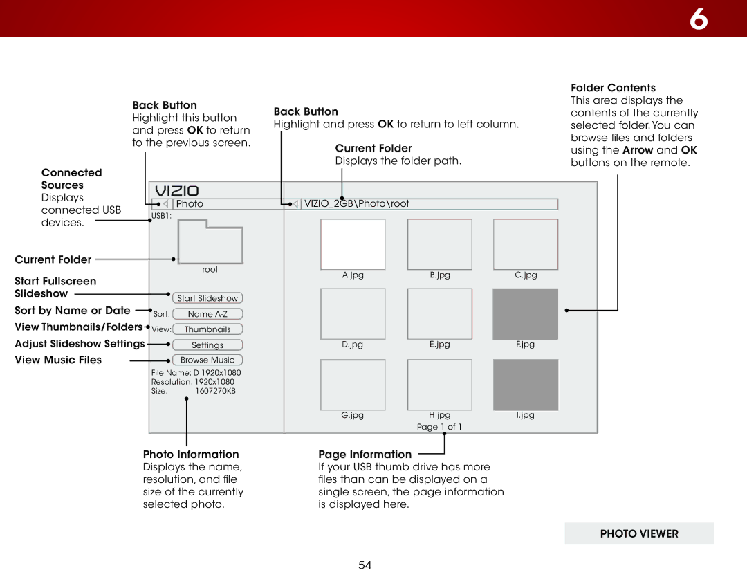 Vizio D650i-C3 user manual Photo Viewer 