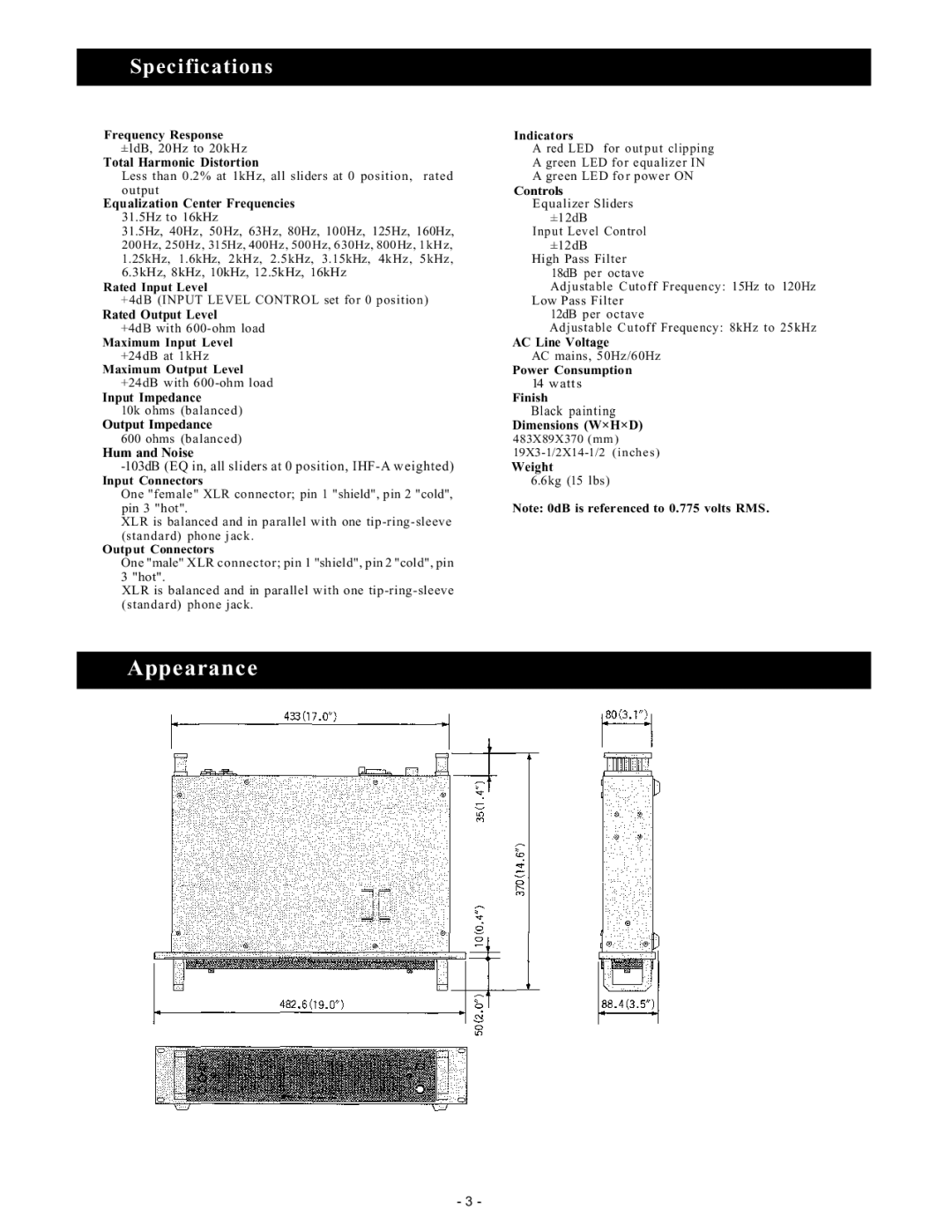 Vizio E 131 instruction manual Appearance, Specifications 