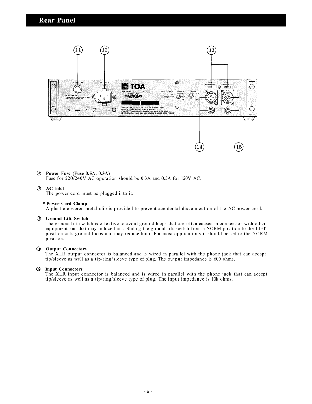 Vizio E 131 instruction manual Rear Panel 