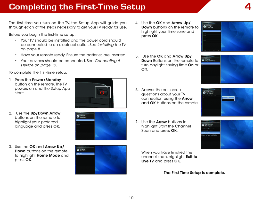 Vizio E191VA specifications Completing the First-Time Setup 