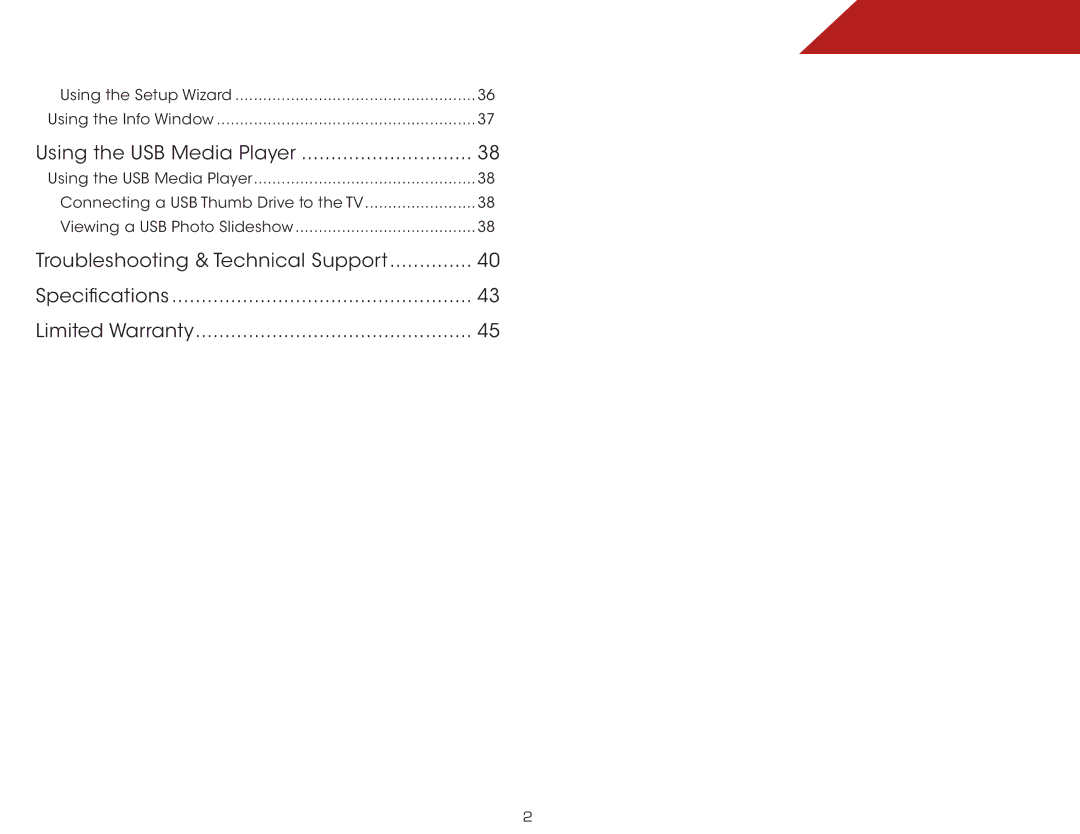 Vizio E191VA specifications Using the USB Media Player 