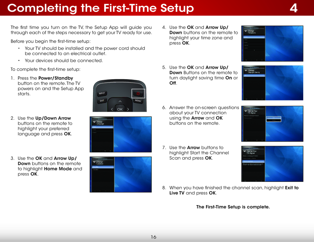 Vizio E221-A1, E221A1 user manual Completing the First-Time Setup 