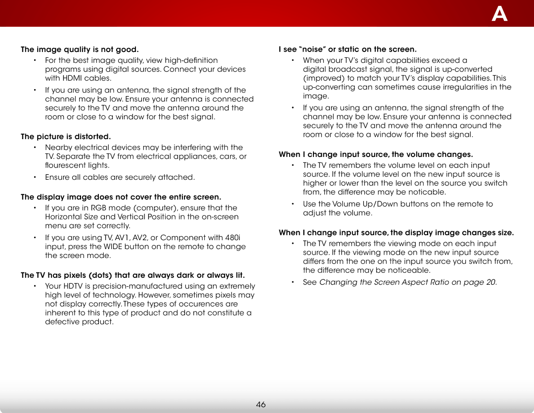 Vizio E221-A1 user manual See Changing the Screen Aspect Ratio on 