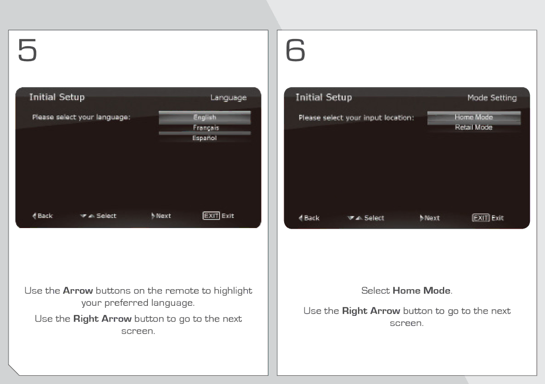 Vizio E221VA, E191VA manual Select Home Mode 