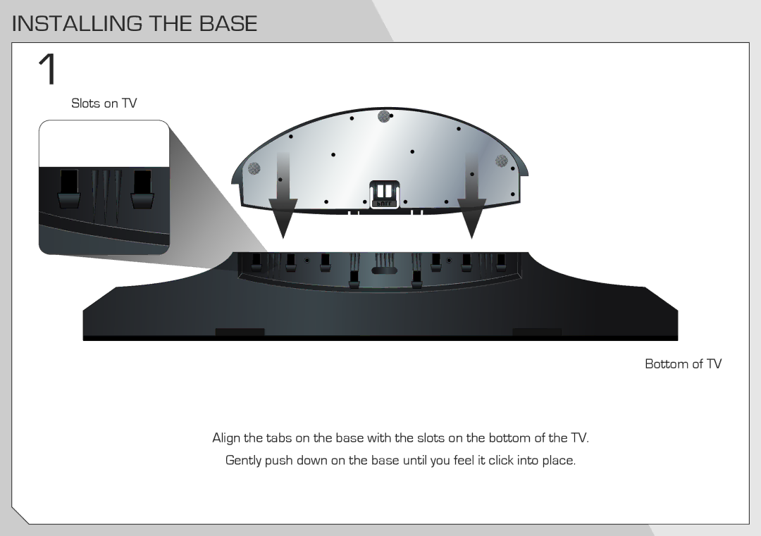 Vizio E221VA, E191VA manual Installing the Base 