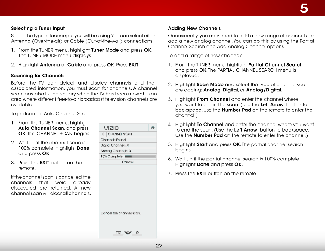 Vizio E231-B1 user manual Channel 