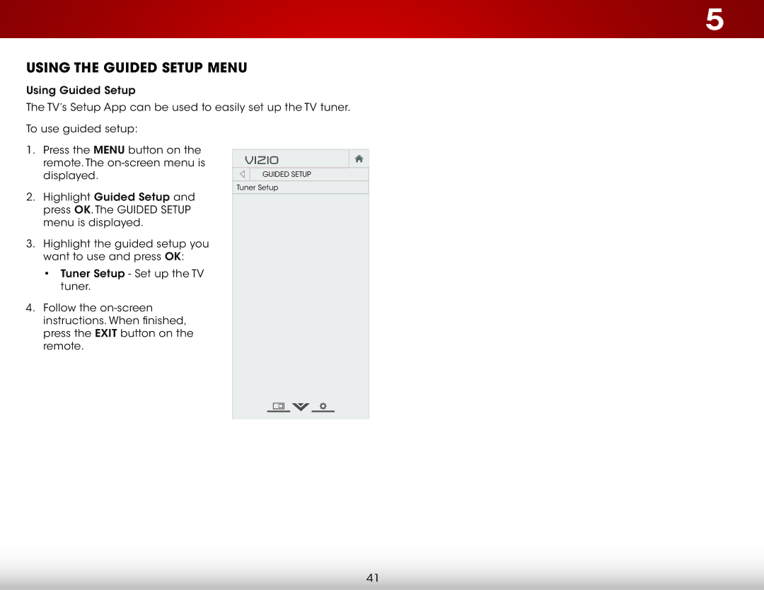 Vizio E231-B1 user manual Using the Guided Setup Menu 