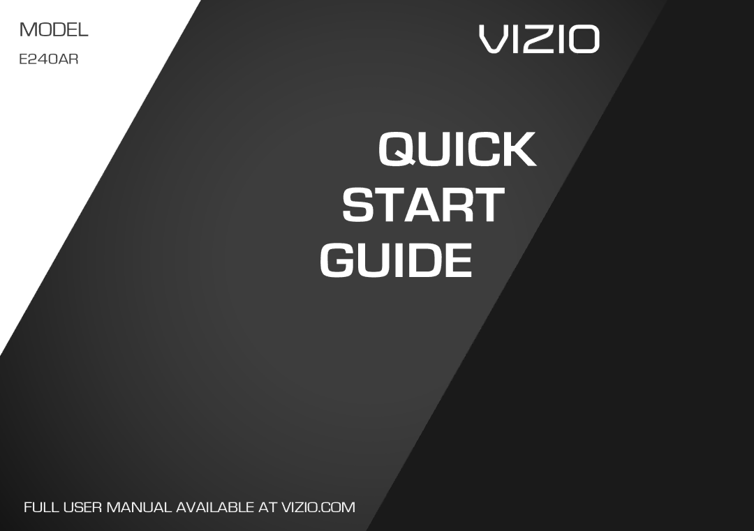 Vizio E240AR manual Quick Start Guide 