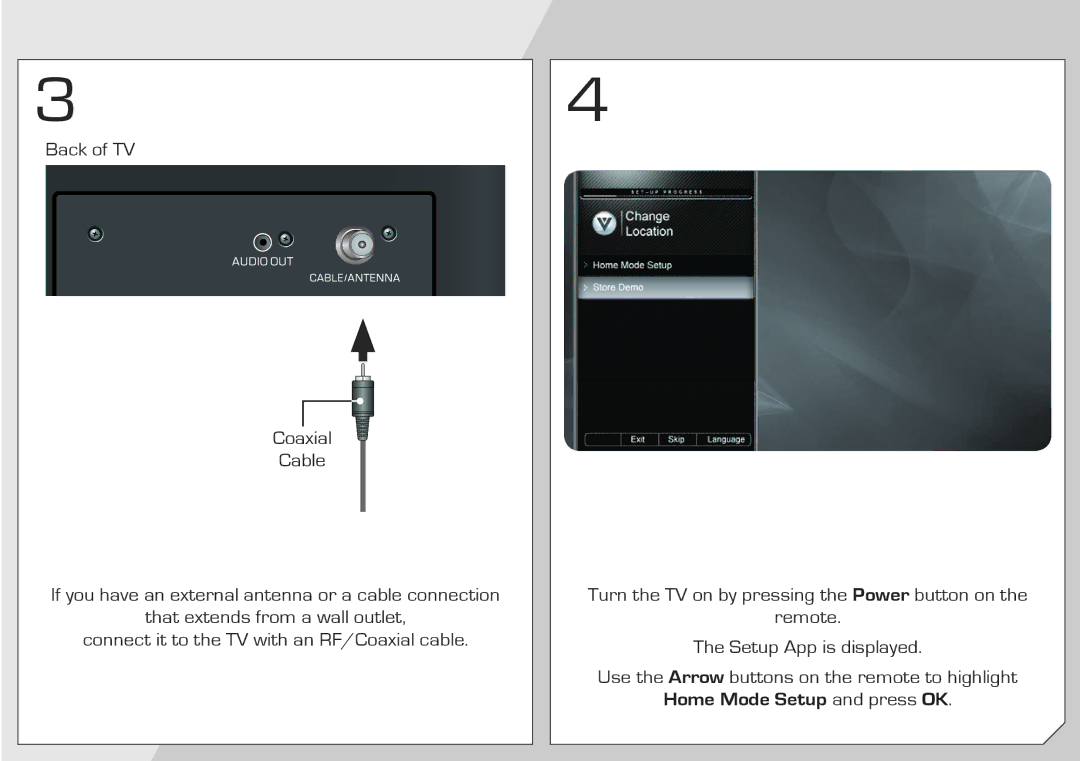 Vizio E240AR manual Home Mode Setup and press OK 