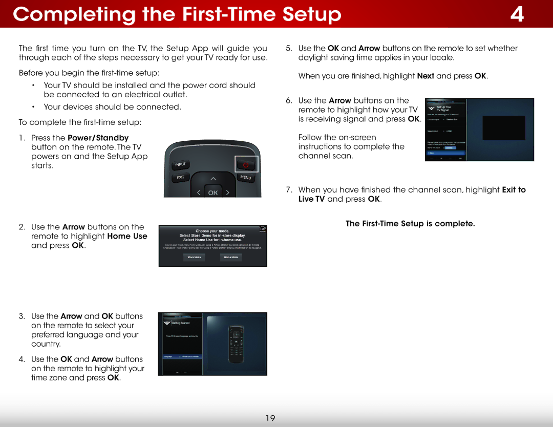 Vizio E231-B1, E241-B1 user manual Completing the First-Time Setup 