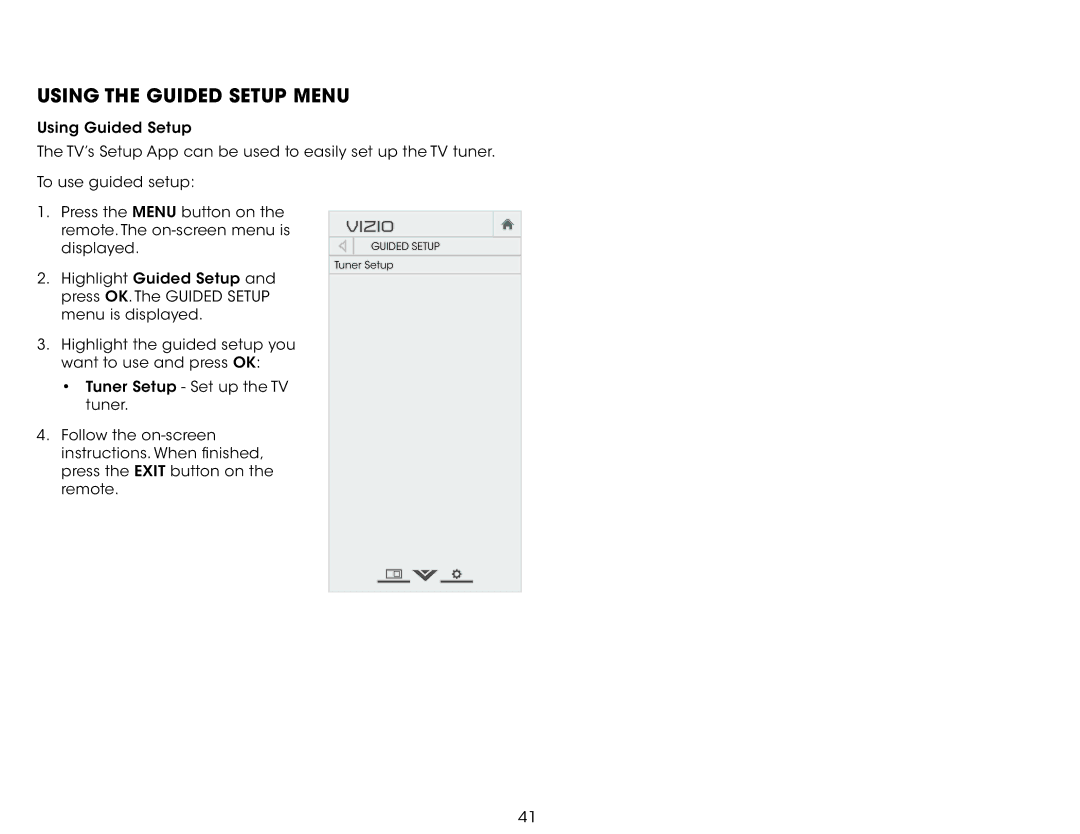 Vizio E231-B1, E241-B1 user manual Using the Guided Setup Menu 