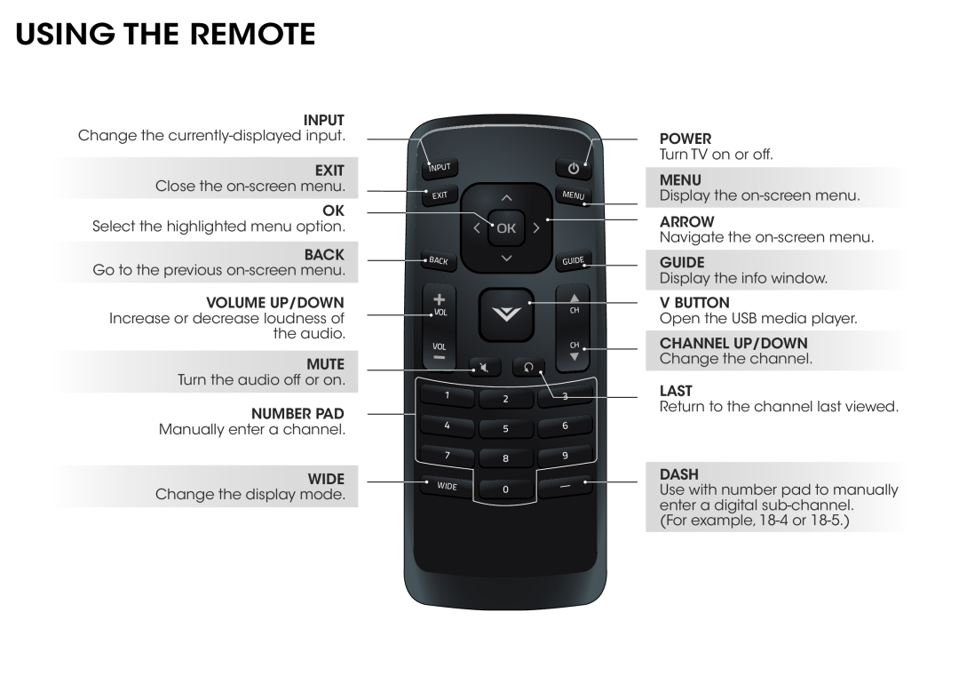 Vizio E241-B1, E231-B1 manual Using The Remote 
