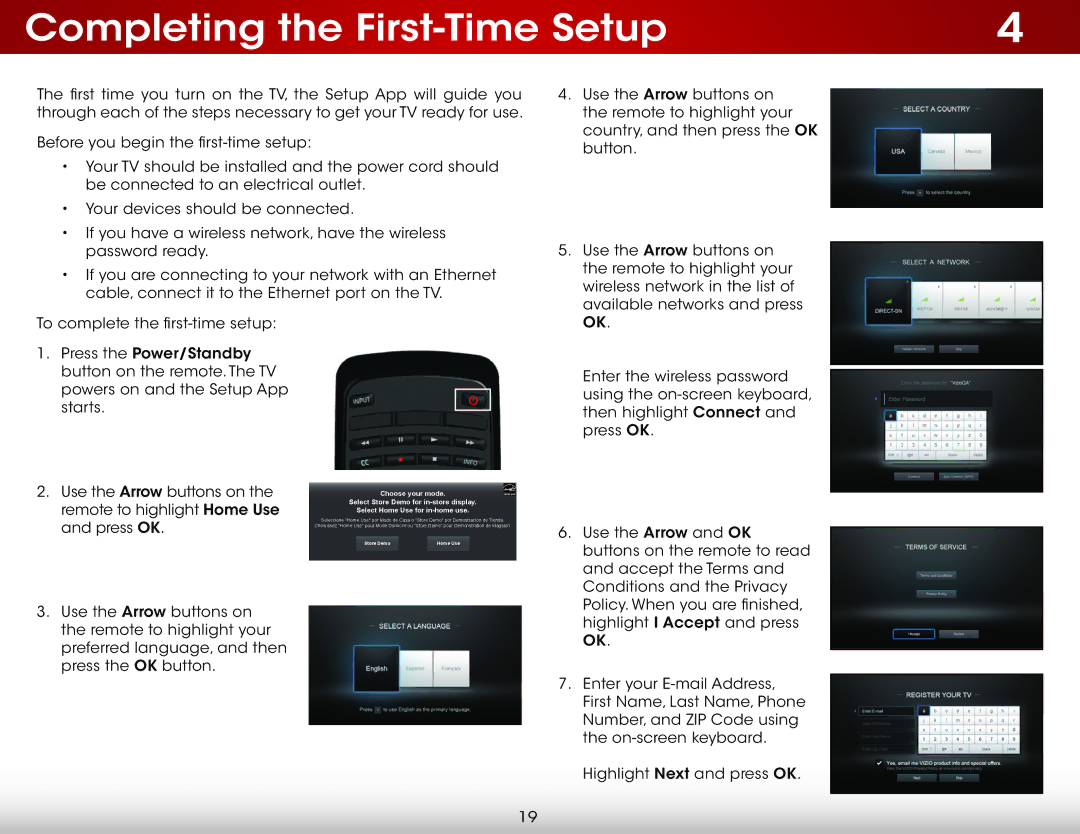 Vizio E241I-A1 user manual Completing the First-Time Setup, Choose your mode 