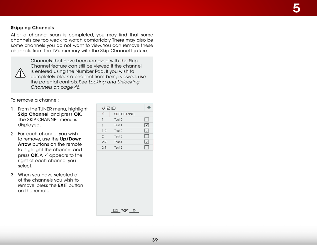 Vizio E241I-A1 user manual Skip Channel Test 