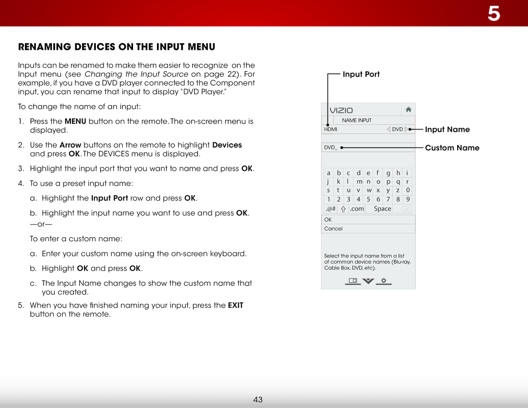 Vizio E241I-A1 user manual Renaming Devices on the Input Menu, Com Space 