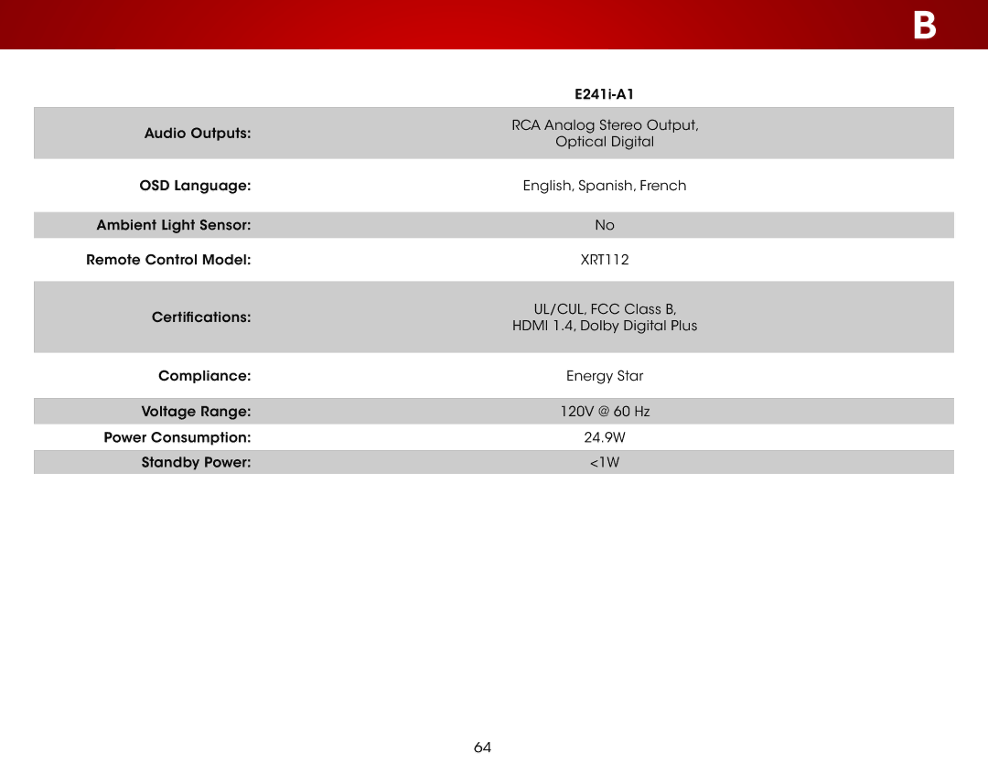 Vizio E241I-A1 user manual 