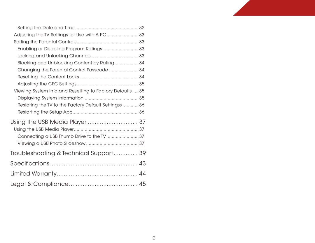 Vizio E261VA, E221VA, E191VA specifications Using the USB Media Player 