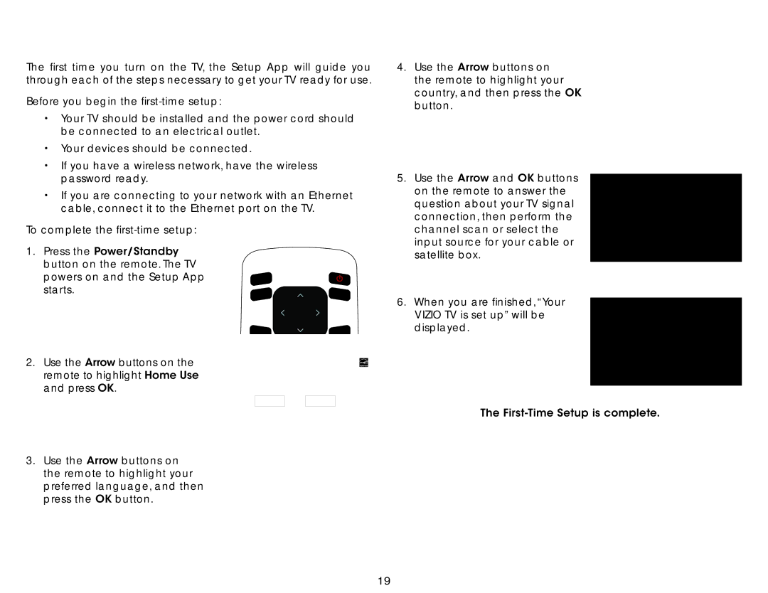 Vizio E280-B1 user manual Completing the First-Time Setup 