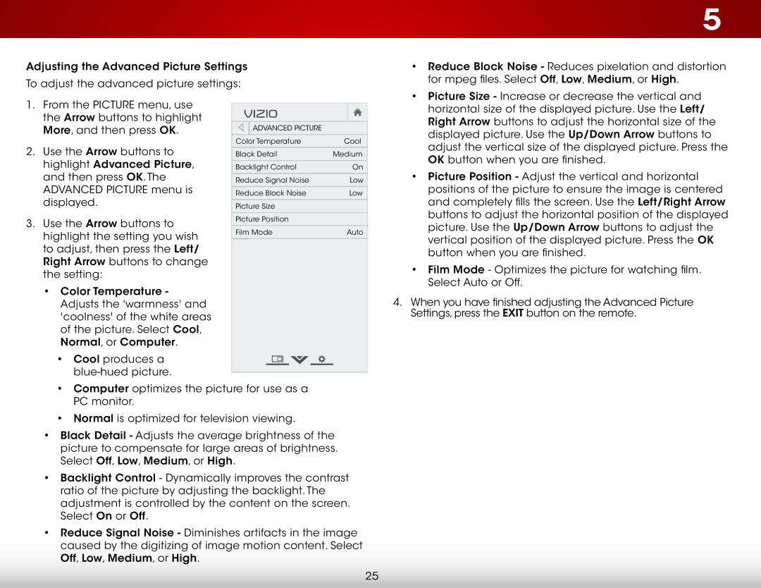 Vizio E280i-B1 user manual Arrow buttons to highlight More, and then press OK 