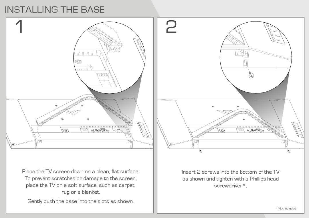 Vizio E290-A1 manual Installing the Base 