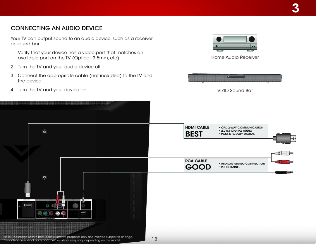 Vizio E241-A1, E291A1, E291-A1, E241A1 user manual Connecting an Audio Device 