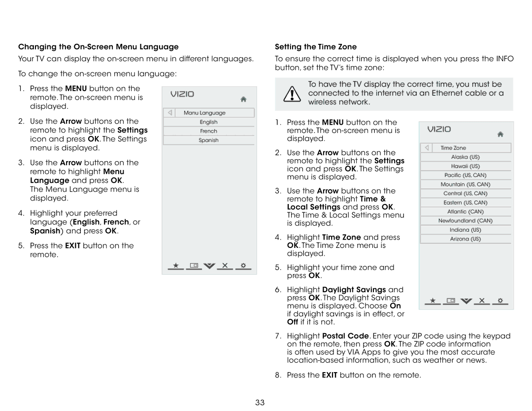 Vizio E241-A1, E291A1, E291-A1, E241A1 user manual Manu Language 