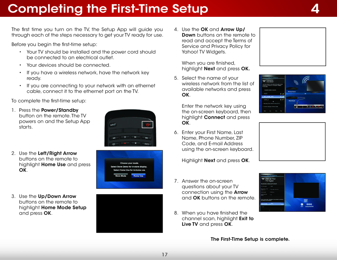 Vizio E291I-A1, E291IA1 user manual Completing the First-Time Setup 