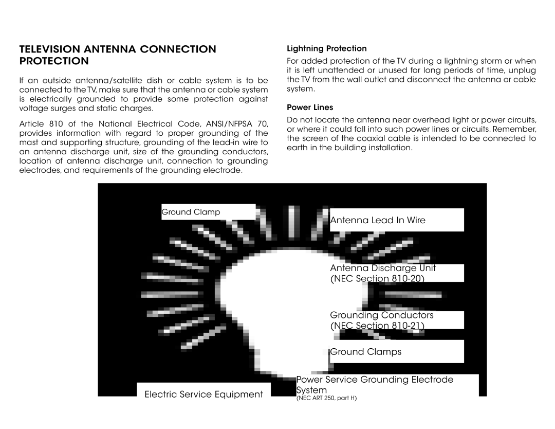 Vizio E291IA1, E291I-A1 user manual Television Antenna Connection Protection 