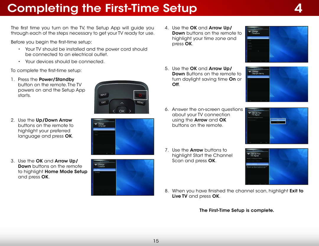 Vizio E320-A1 user manual Completing the First-Time Setup 