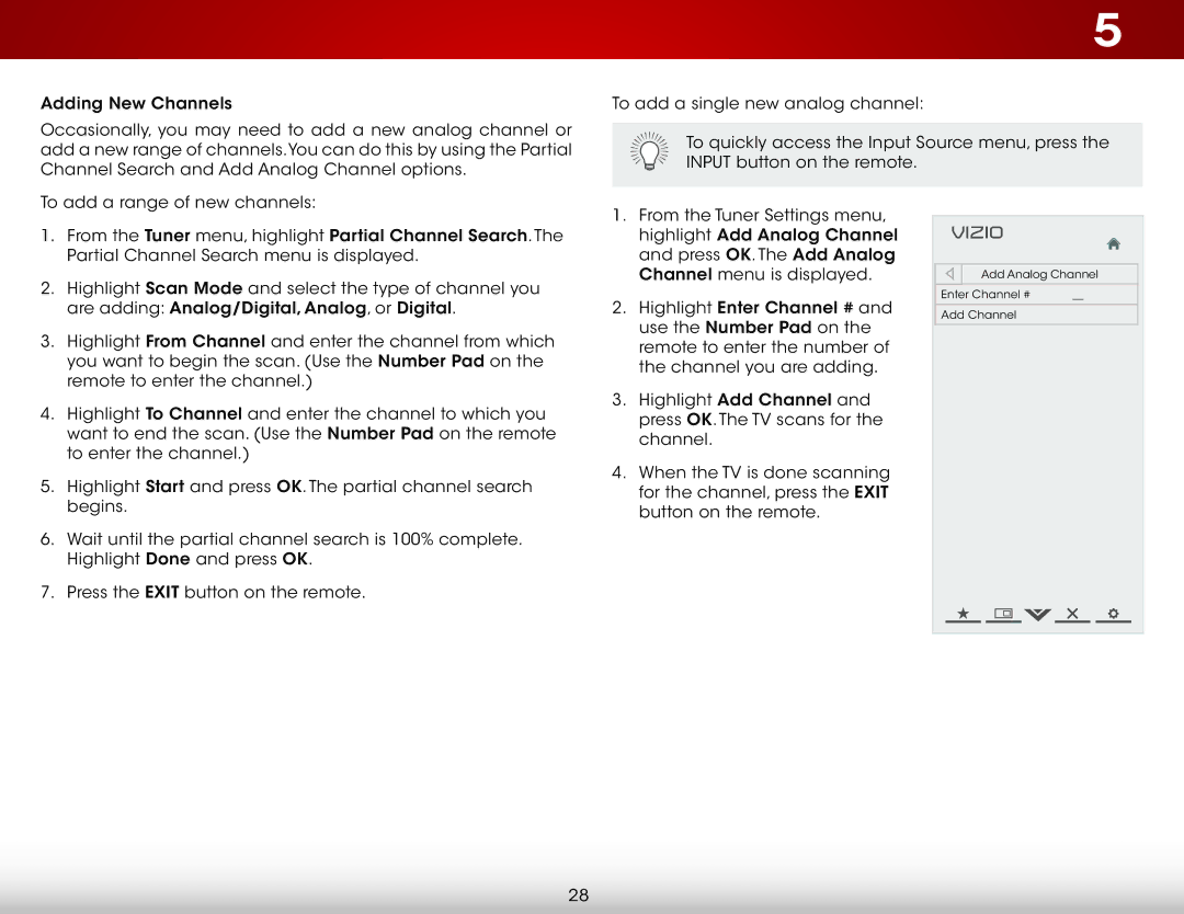 Vizio E320-A1 user manual Add Analog Channel 