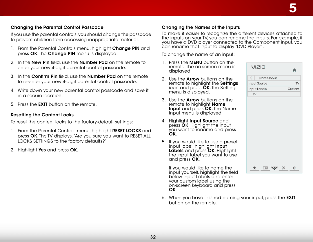 Vizio E320-A1 user manual Name Input Input Source Input Labels Custom 