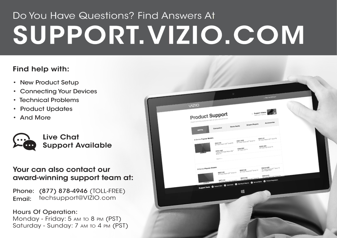 Vizio E320-B0 manual Support.Vizio.Com 