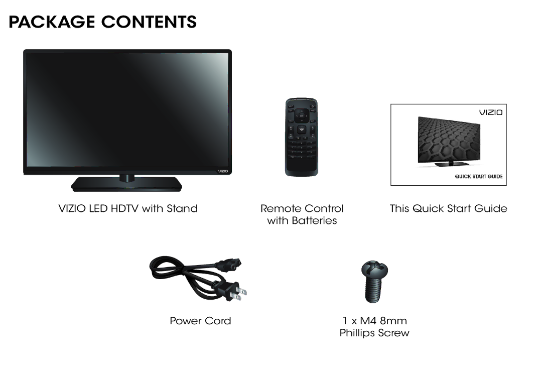 Vizio E320-B0 manual Package Contents 