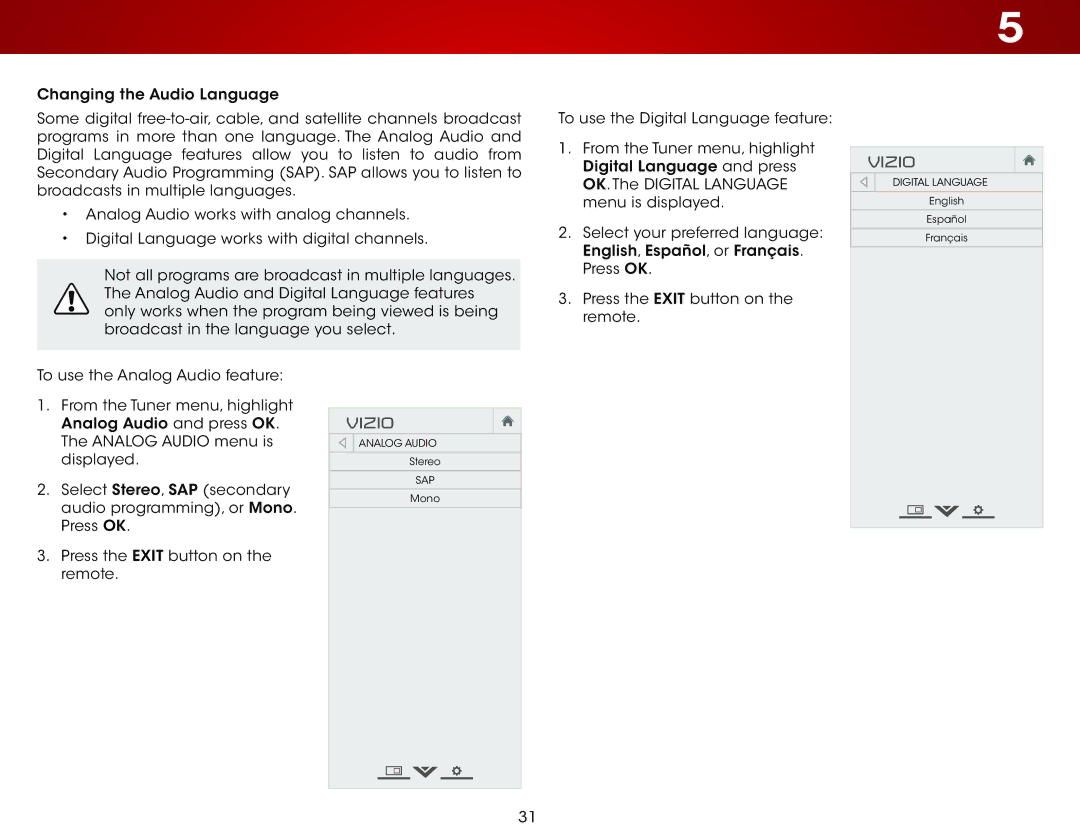 Vizio E320-B0 user manual Sap 