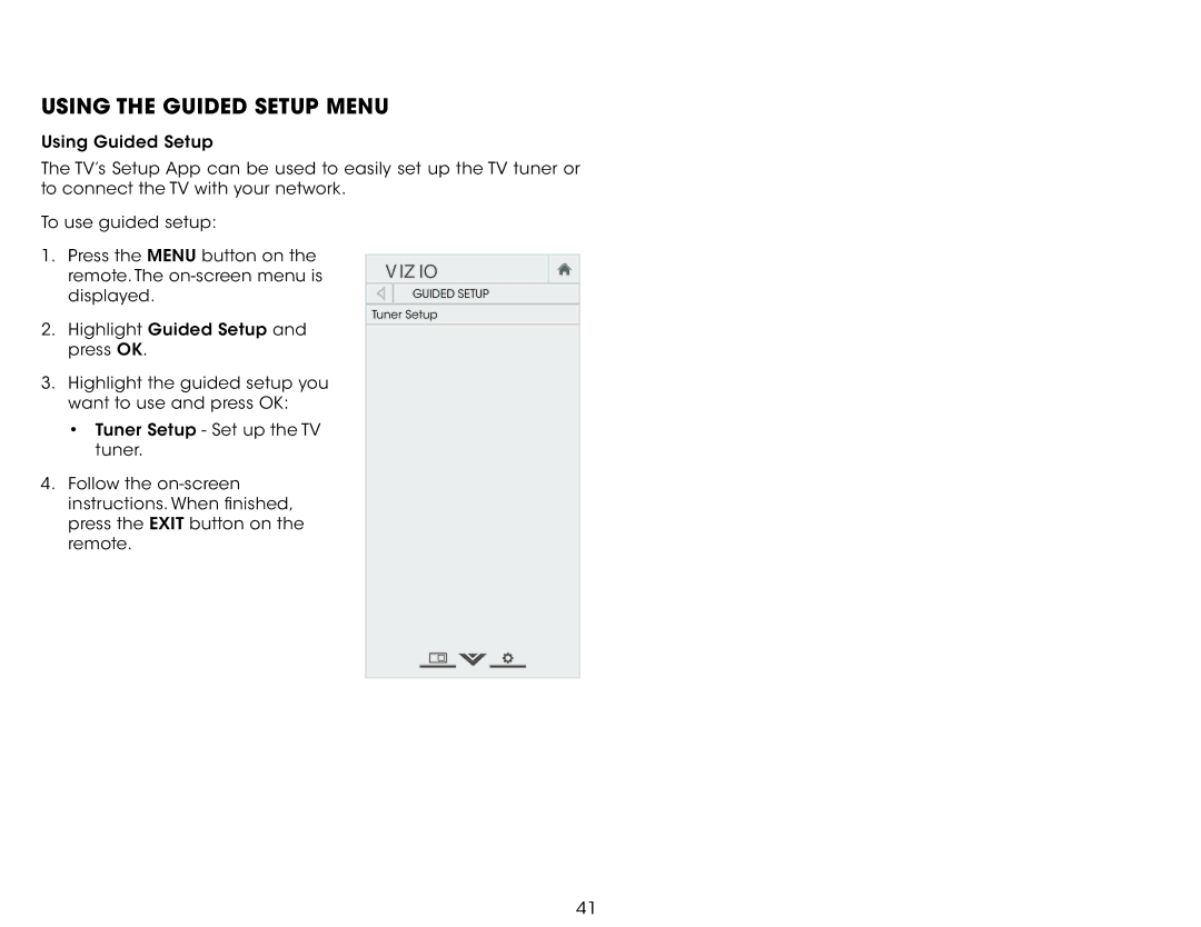 Vizio E320-B0 user manual Using the Guided Setup Menu 