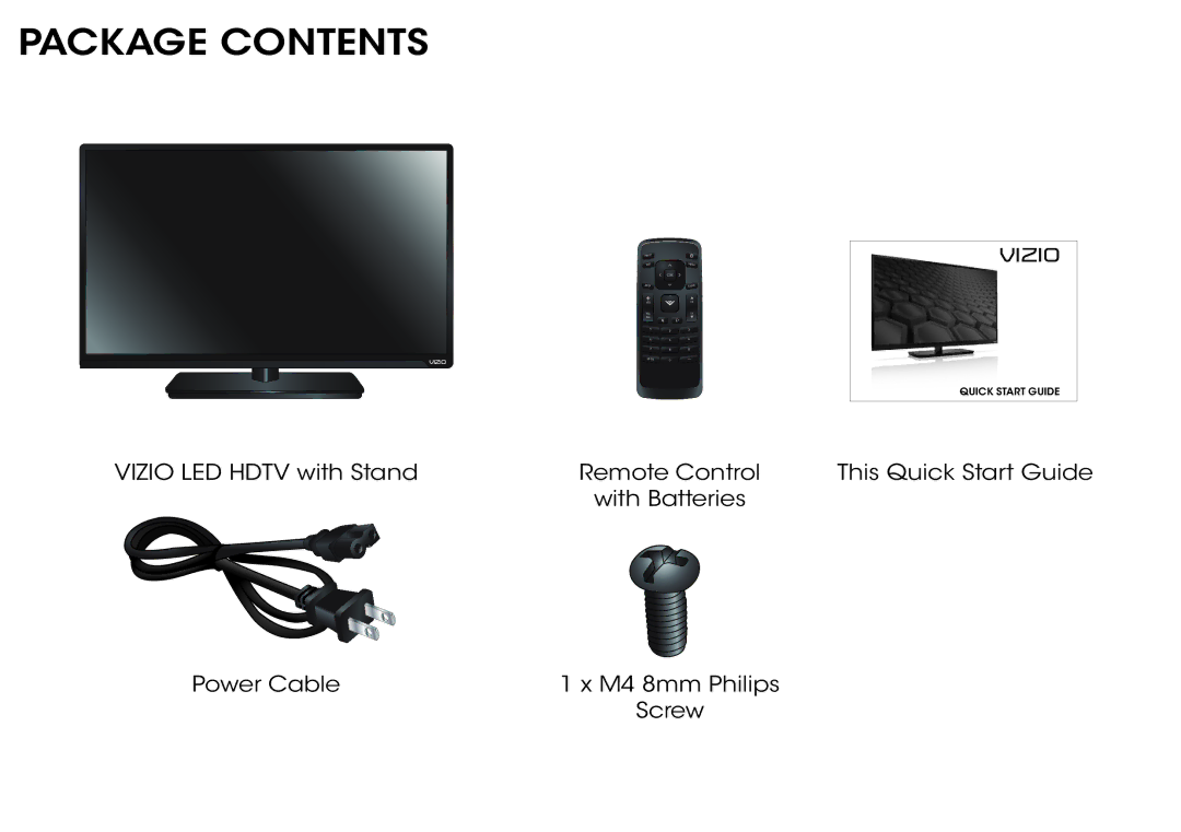 Vizio E320-B0E manual Package Contents 