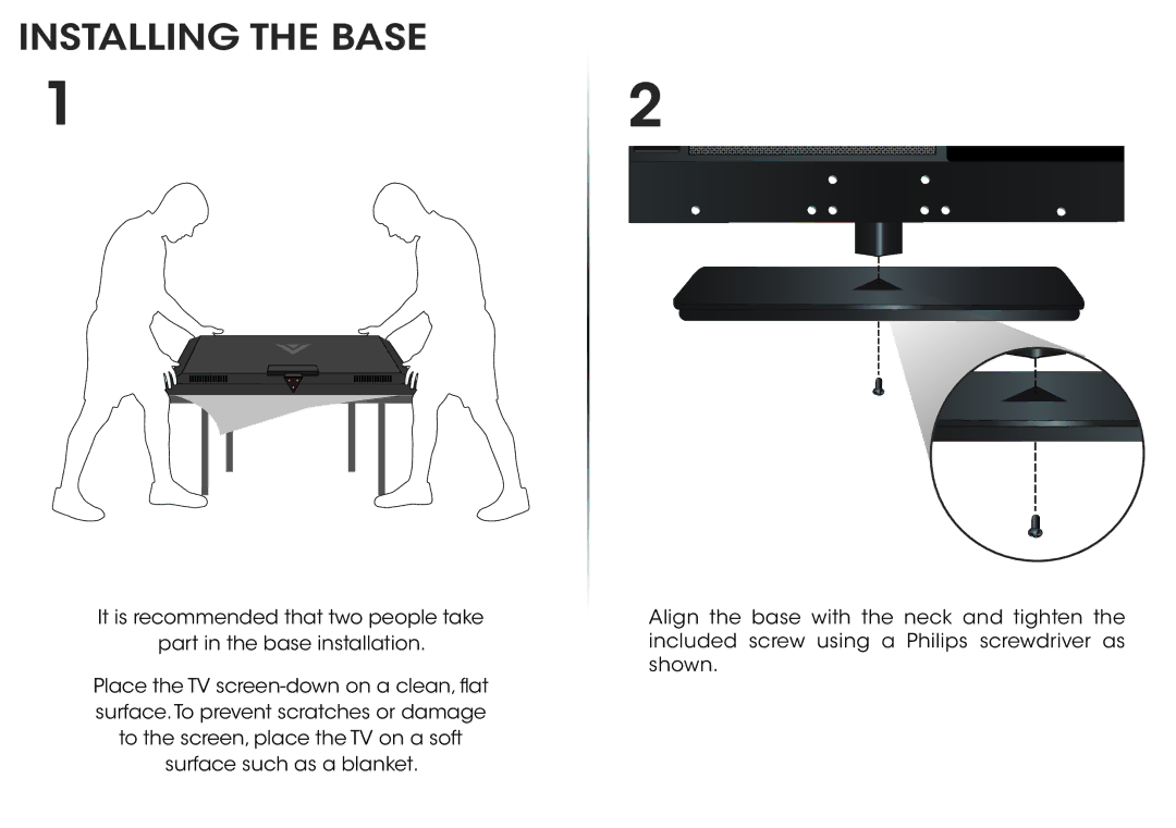 Vizio E320-B0E manual Installing the Base 