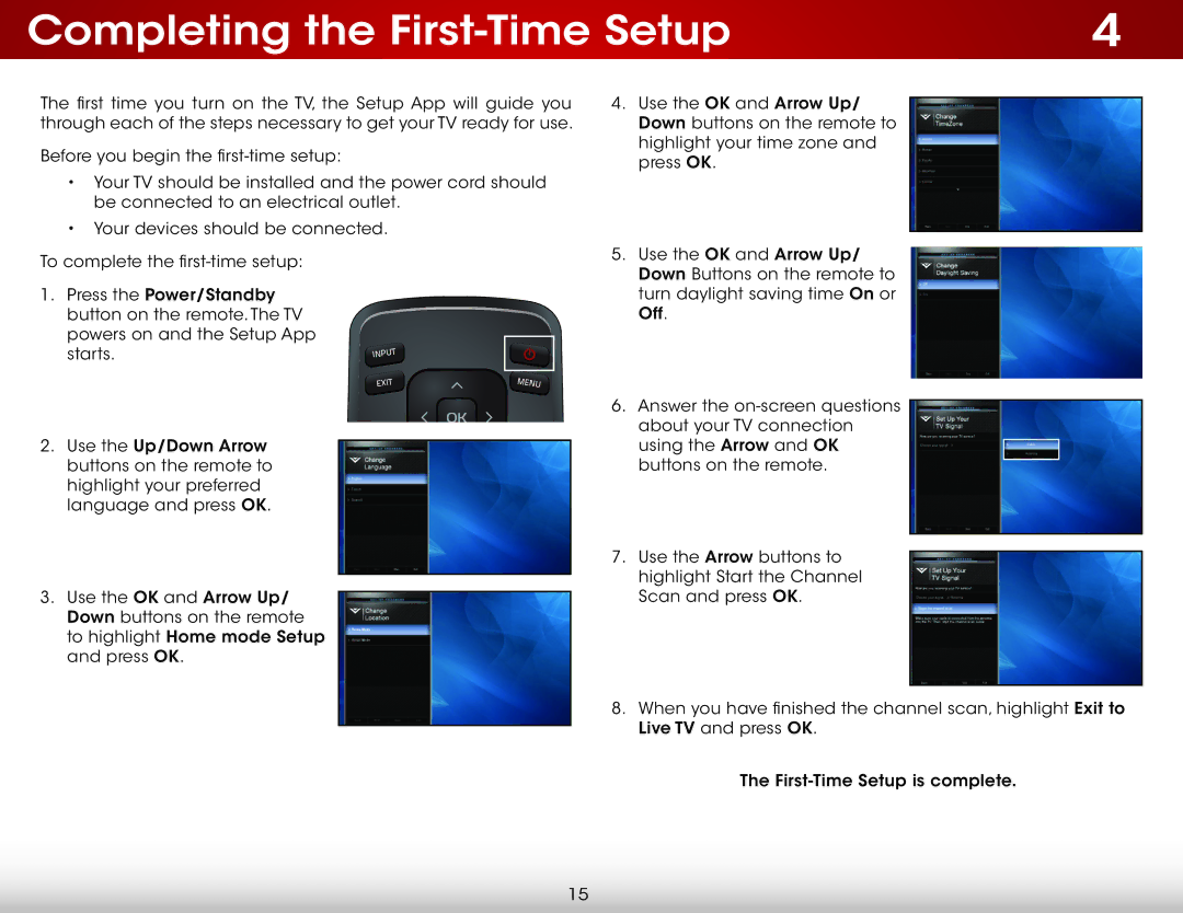 Vizio E320-B0E user manual Completing the First-Time Setup 