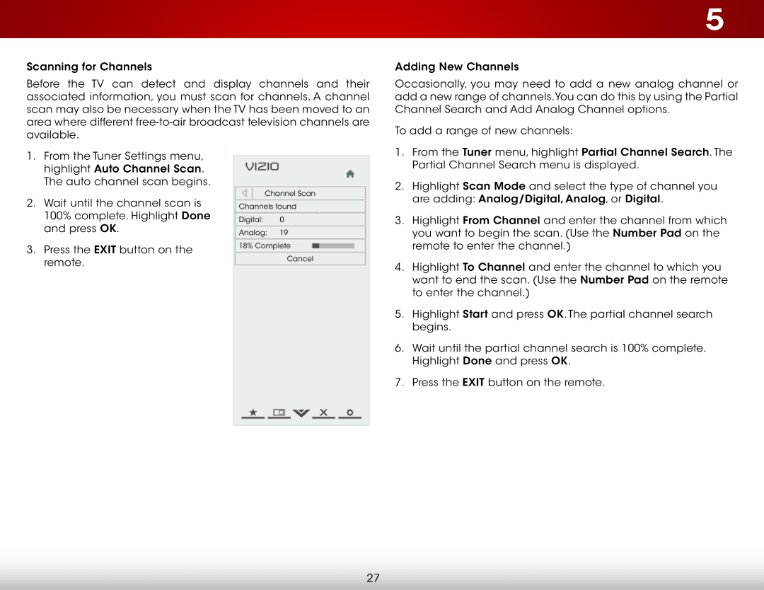 Vizio E320-B0E user manual Channel Scan 