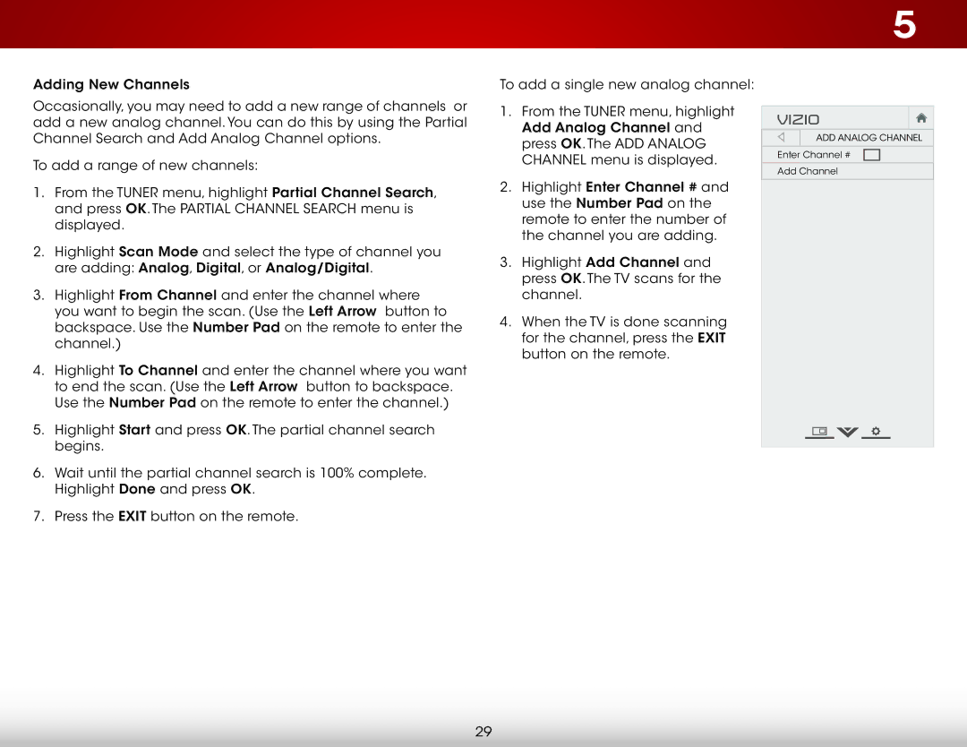 Vizio E320-B1 user manual ADD Analog Channel 
