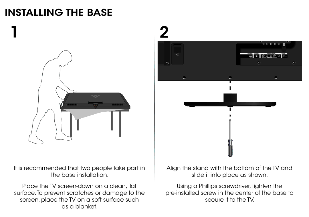 Vizio E320-B2 manual Installing the Base 